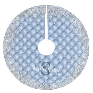 Monogram Lichtblauw Getuft Diamant Zilver Glitter Kerstboom Rok