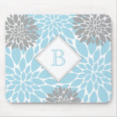 Monogram lichtblauw grijs modern Initiaal Muismat (Voorkant)