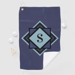 Monogram Lichtblauw Marineblauw Diamant Golfhanddoek