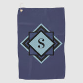 Monogram Lichtblauw Marineblauw Diamant Golfhanddoek (Voorkant)