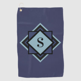 Monogram Lichtblauw Marineblauw Diamant Golfhanddoek