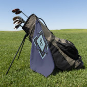 Monogram Lichtblauw Marineblauw Diamant Golfhanddoek (Groen)