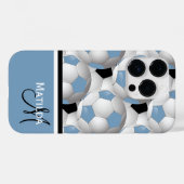 Monogram Lichtblauw Zwart Voetbal Patroon Case-Mate iPhone Case (Achterkant (horizontaal))