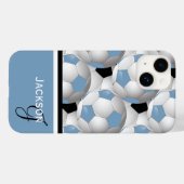 Monogram Lichtblauw Zwart Voetbal Patroon Case-Mate iPhone Case (Achterkant (horizontaal))