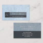 Monogram lichtblauwe marmer met witte marmer visitekaartje (Voorkant / Achterkant)