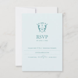 Monogram Lichtblauwe RSVP Kaart Trouwwebsite