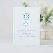 Monogram Lichtblauwe RSVP Kaart Trouwwebsite (Staand voorkant)