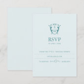 Monogram Lichtblauwe RSVP Kaart Trouwwebsite (Voorkant / Achterkant)