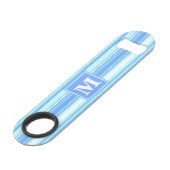 Monogram lichtblauwe strepen speed flessenopener (Voorkant Gekanteld)
