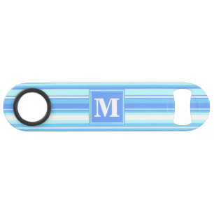 Monogram lichtblauwe strepen speed flessenopener