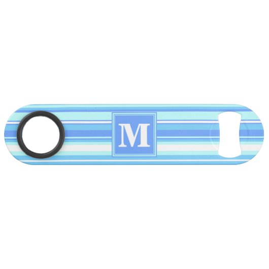 Monogram lichtblauwe strepen speed flessenopener (Voorkant (Horizontaal))