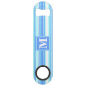 Monogram lichtblauwe strepen speed flessenopener (Voorkant)