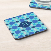 Monogram lichtblauwe tegels bier onderzetter (Linkerzijde)