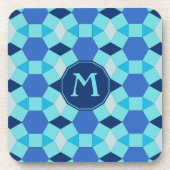 Monogram lichtblauwe tegels bier onderzetter (Voorkant)