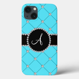 Monogram lichtblauwe vlotterdiamanten iPhone 13 hoesje