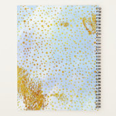 Monogram lichtblauwe waterverf en goudconfetti planner (Achterkant)