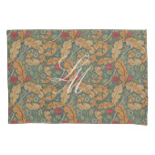 Monogram lichtblauwe William Morris bloem Marigold Kussensloop (Voorkant)