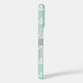 Monogram lichte Blauwgroen witte grijze scheepsank Case-Mate iPhone Case (Achterkant / Rechts)