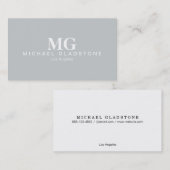 Monogram lichte grijze achtergrond visitekaartje (Voorkant / Achterkant)