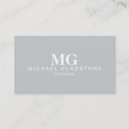 Monogram lichte grijze achtergrond visitekaartje (Voorkant)