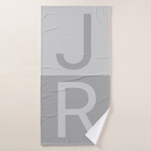 Monogram lichte grijze en grijze moderne Initialen Bad Handdoek (Badhanddoek)