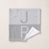 Monogram lichte grijze en grijze moderne Initialen Bad Handdoek (Wasdoekje)