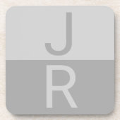 Monogram lichte grijze en grijze moderne Initialen Bier Onderzetter (Voorkant)