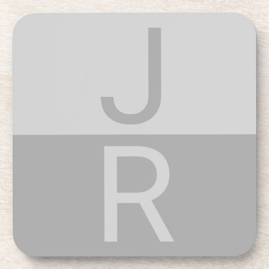 Monogram lichte grijze en grijze moderne Initialen Bier Onderzetter (Voorkant)