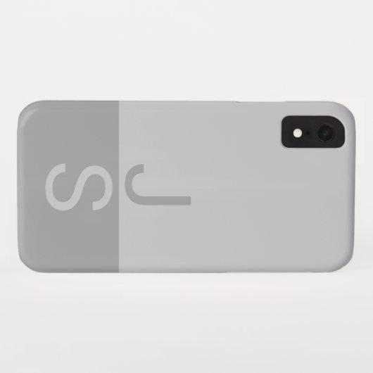 Monogram lichte grijze en grijze moderne Initialen Case-Mate iPhone Case (Achterkant (horizontaal))