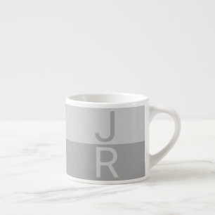 Monogram lichte grijze en grijze moderne Initialen Espresso Kop
