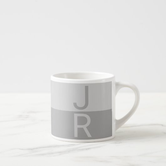 Monogram lichte grijze en grijze moderne Initialen Espresso Kop (Rechts)