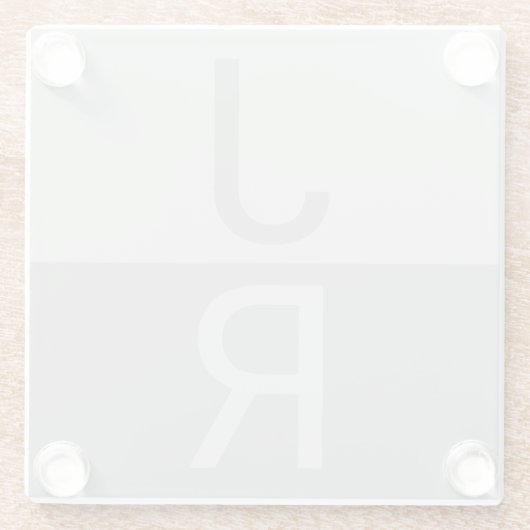 Monogram lichte grijze en grijze moderne Initialen Glazen Onderzetter (Achterkant)