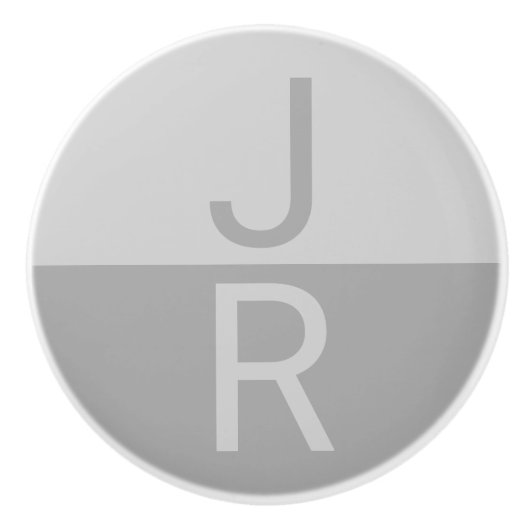 Monogram lichte grijze en grijze moderne Initialen Keramische Knop (Voorkant)