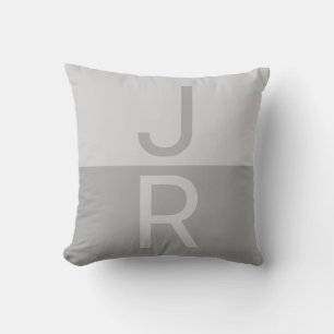 Monogram lichte grijze en grijze moderne Initialen Kussen
