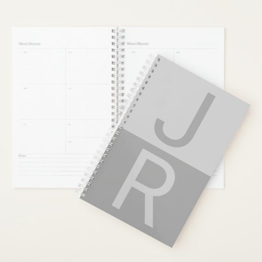Monogram lichte grijze en grijze moderne Initialen Planner (Display)