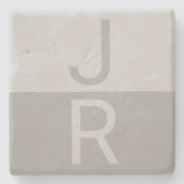 Monogram lichte grijze en grijze moderne Initialen Stenen Onderzetter (Voorkant)