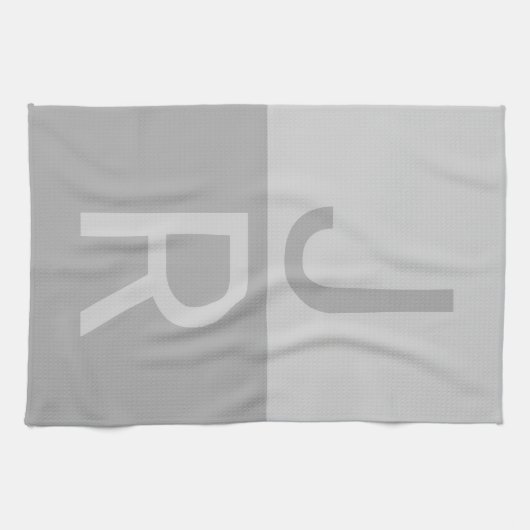Monogram lichte grijze en grijze moderne Initialen Theedoek (Horizontaal)