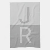 Monogram lichte grijze en grijze moderne Initialen Theedoek (Verticaal)