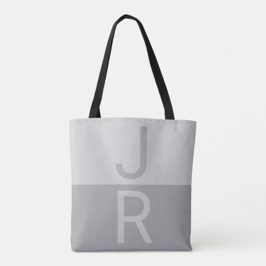 Monogram lichte grijze en grijze moderne Initialen Tote Bag (Achterkant)