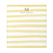 Monogram lichte, heldergele Waterverf Stripes Notitieblok (Voorkant)