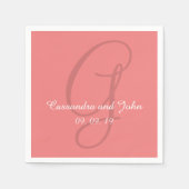 Monogram Lichte Koraal Trouwpapier Servetten (Voorkant)