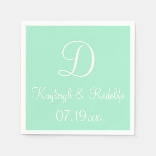 Monogram lichte mint Exclusief kleurrijk Papier Na Servet (Voorkant)