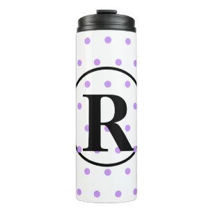 Monogram Lichte Paarse Polka-punten Thermosbeker