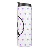 Monogram Lichte Paarse Polka-punten Thermosbeker (Geroteerd rechts)