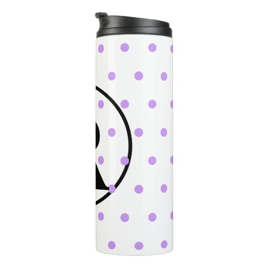 Monogram Lichte Paarse Polka-punten Thermosbeker (Geroteerd rechts)
