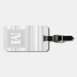 Monogram lichtgrijze strepen bagagelabel