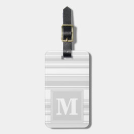 Monogram lichtgrijze strepen bagagelabel