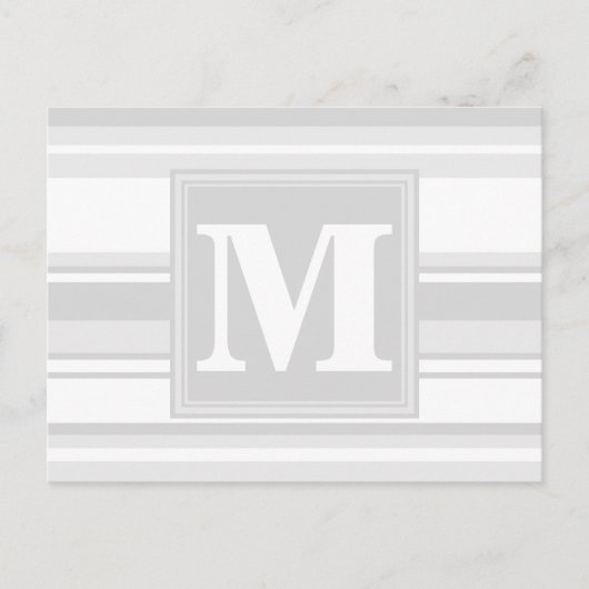 Monogram lichtgrijze strepen briefkaart (Voorkant)