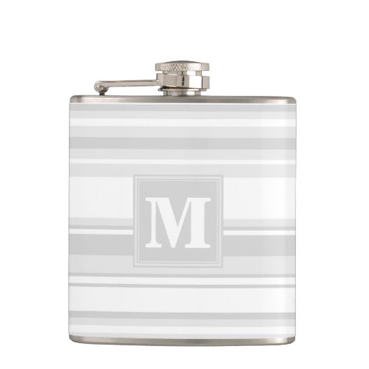 Monogram lichtgrijze strepen heupfles (Voorkant)