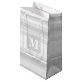Monogram lichtgrijze strepen klein cadeauzakje